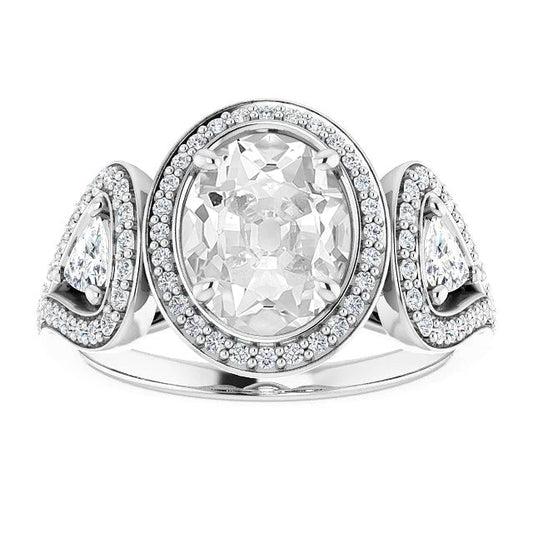 Anello con Pavé Halo Oro 14 Carati Bianco con Diamante – vista principale