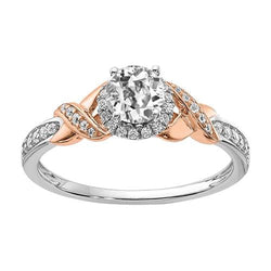 Halo Vecchio Minatore Genuino Diamante Ring Gambo Diviso 2,75 Carati Gioielli Bicolore