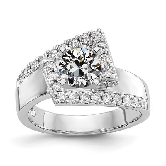 Halo Vecchio Minatore Vero Diamante Anniversary Ring 3 Carati Con Gambo Spesso