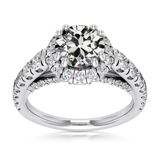 Halo Vecchio Minatore Vero Diamante Ring Fishtail Prong Set Gioielli 5,50 Carati