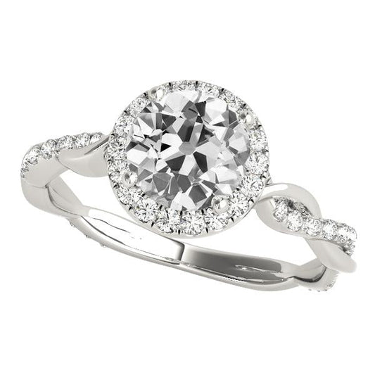 Halo Vecchio Minatore Vero Diamante Ring Twisted Style Jewelry 5 Carati In Oro Bianco