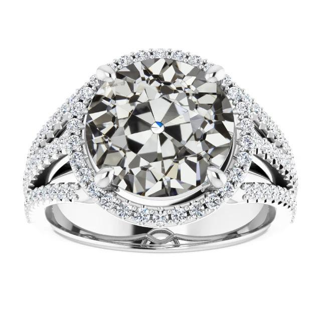 Halo Vecchio Taglio Genuino Diamante Ring Pave Set Triple Row Accenti 8,75 Carati