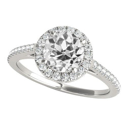 Halo Vecchio Taglio Il Giro Naturale Diamante Ring 4,25 Carati Gioielli Da Donna In Oro