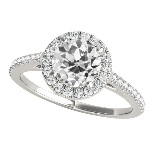 Halo Vecchio Taglio Il Giro Naturale Diamante Ring 4,25 Carati Gioielli Da Donna In Oro