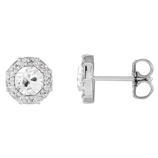 Halo Vero Diamante Stud Orecchini Il Giro Old European Push Back 5 Carati