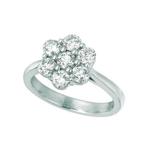 Halo Vero Diamond Flower Fancy Ring 1.47 Carati In Oro Bianco 14K