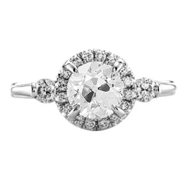 Halo Vero Diamond Jewelry Anello Da Donna A Taglio Antico Da 2 Carati In Oro Bianco 14K