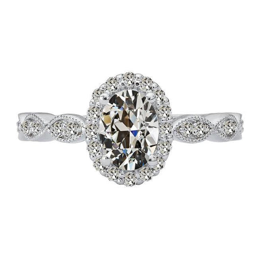Halo Wedding Ring Il Giro Old Mine Cut Genuino Diamante 5 Carati Jewelry