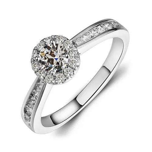 Halo Wedding Ring Old Mine Cut Naturale Diamante Channel Set 2,50 Carati