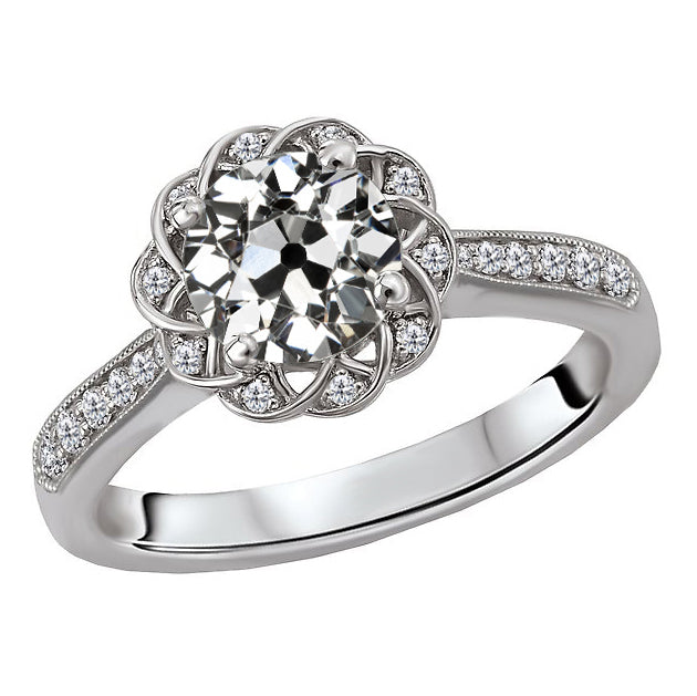 Elegante Diamante Anello di Fidanzamento Halo 2 carati – vista principale