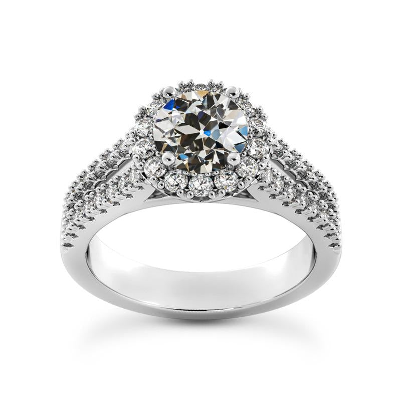 Halo Wedding Ring Vecchio Minatore Genuino Diamante Double Row Accenti 5,25 Carati