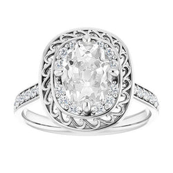 Oro Bianco 14K Brillante Anello con Pavé Halo – 4,75-carati