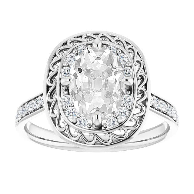 Brillante Anello con Pavé Halo 4,75 carati Oro Bianco 14K – vista principale