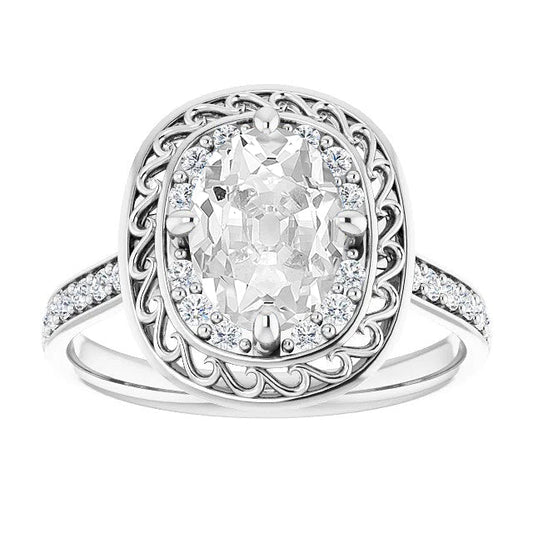 Brillante Anello con Pavé Halo 4,75 carati Oro Bianco 14K – vista principale