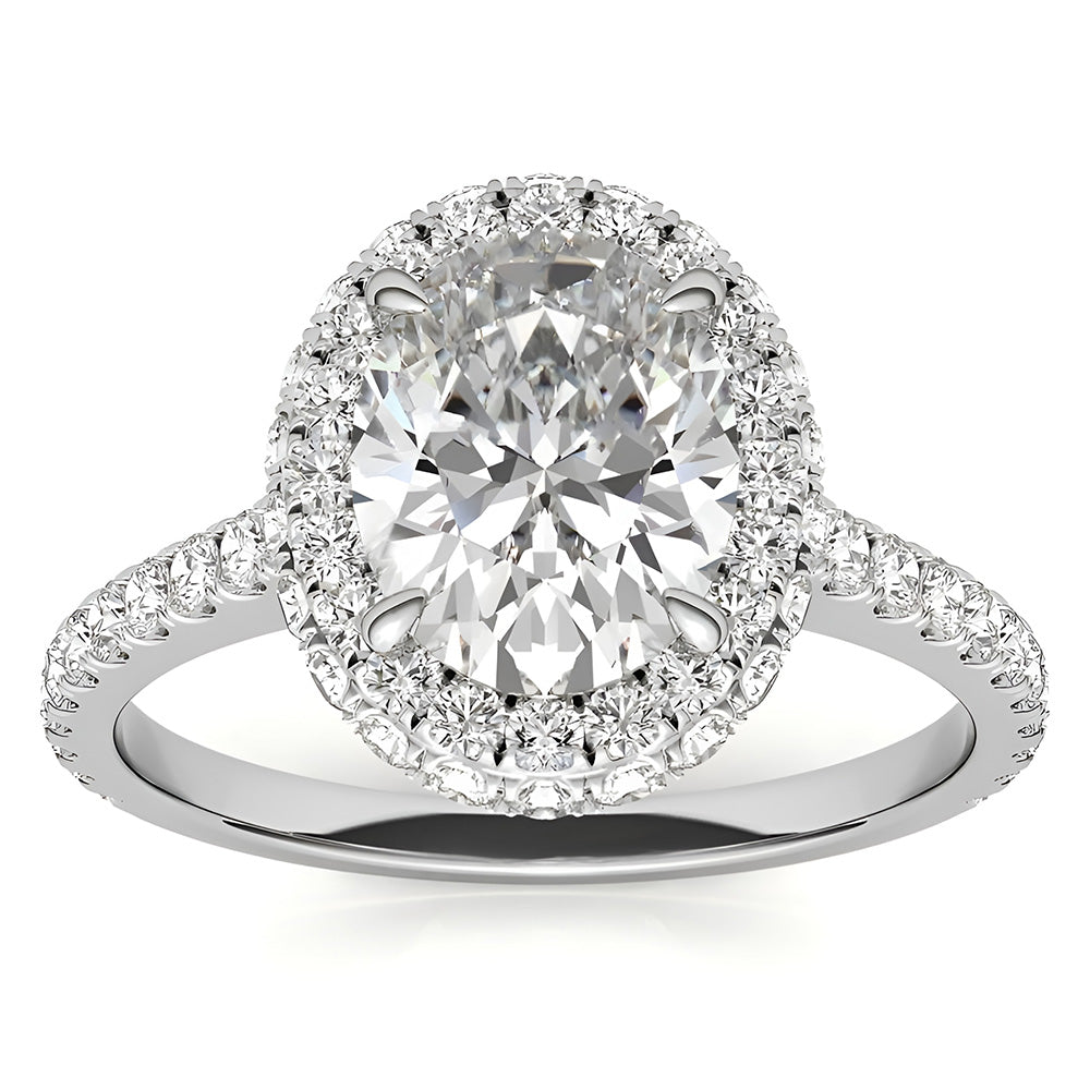 Brillante Anello di Fidanzamento Halo 4,50-carati Oro Bianco 14K – vista frontale