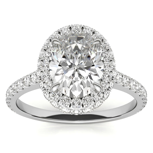 Brillante Anello di Fidanzamento Halo 4,50-carati Oro Bianco 14K – vista frontale