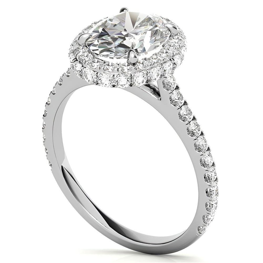 Anello di Fidanzamento Halo Oro Bianco 14K con Brillante – vista angolare