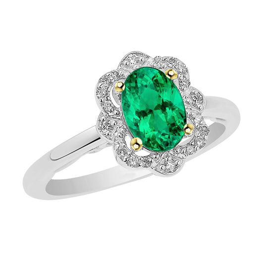Anello con Pietra Preziosa Oro 14 Carati Bicolore con Smeraldo – vista principale