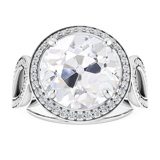 Taglio Old Mine Brillante anello in Oro Bianco 14K – vista principale