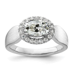 Halo, Rotondo E Ovale, Con Genuino Diamante A Taglio Antico, Gambo Spesso, 4 Carati