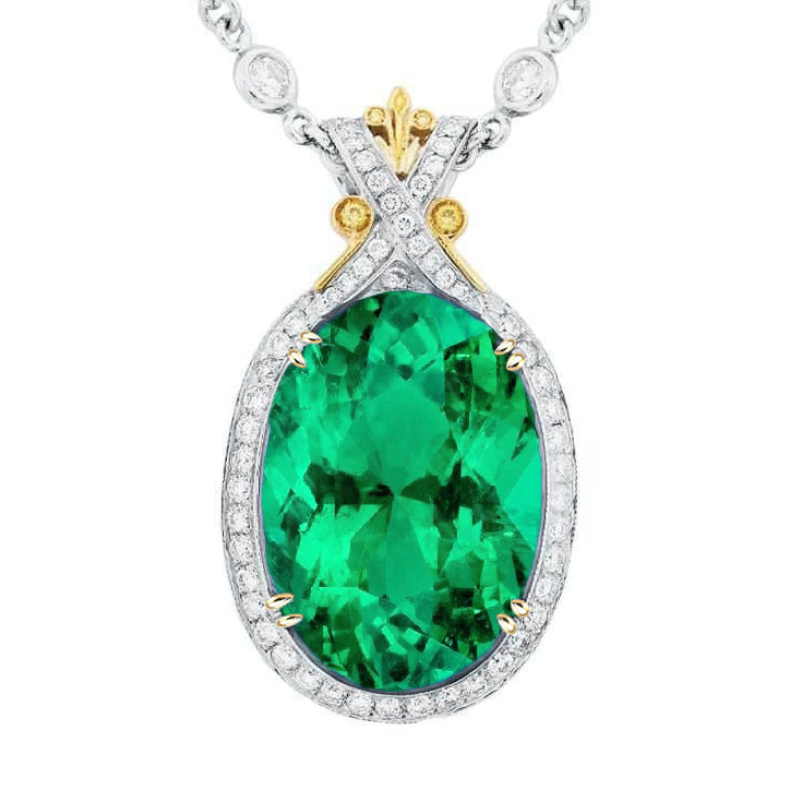 Pendente Pietra Preziosa Oro Due Toni 14K con Smeraldo – vista principale