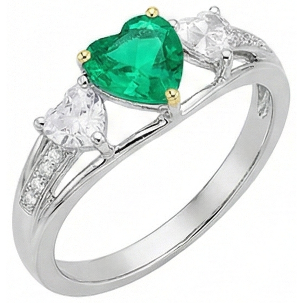 Smeraldo Fine Anello Pietra Colorata 1-carati Oro Bicolore 14K – vista laterale