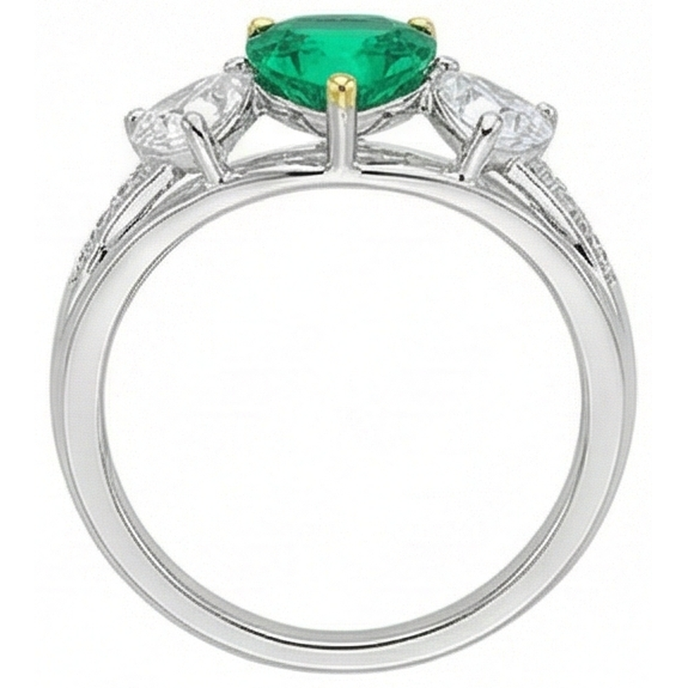 Anello Pietra Colorata Oro Bicolore 14K con Smeraldo Fine – vista dall'alto
