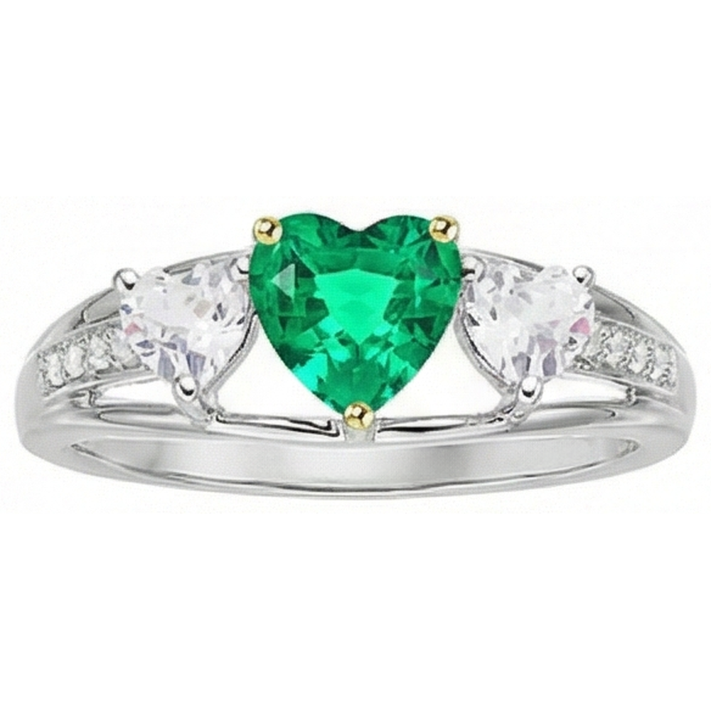 Smeraldo Fine Anello Pietra Colorata 1-carati Oro Bicolore 14K – vista angolare