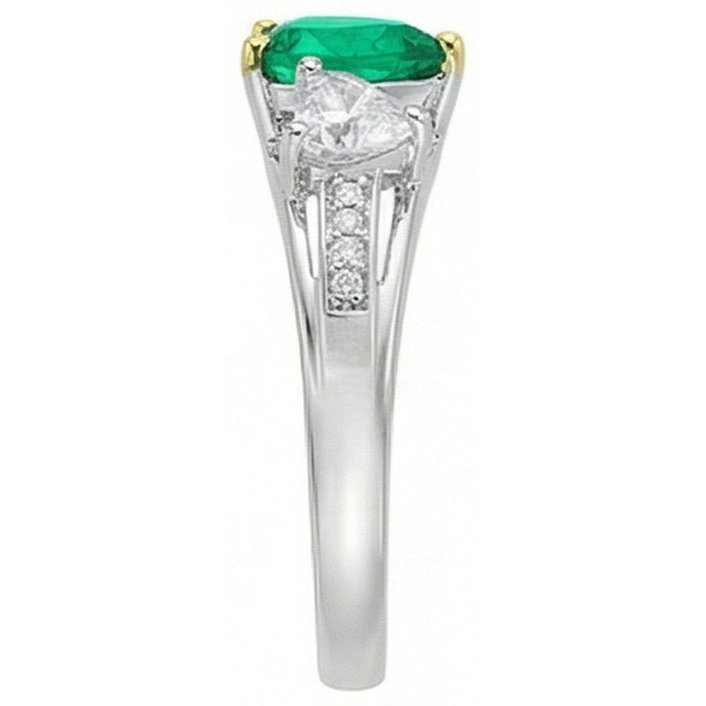 Smeraldo Fine Anello Pietra Colorata 1-carati Oro Bicolore 14K – vista profilo