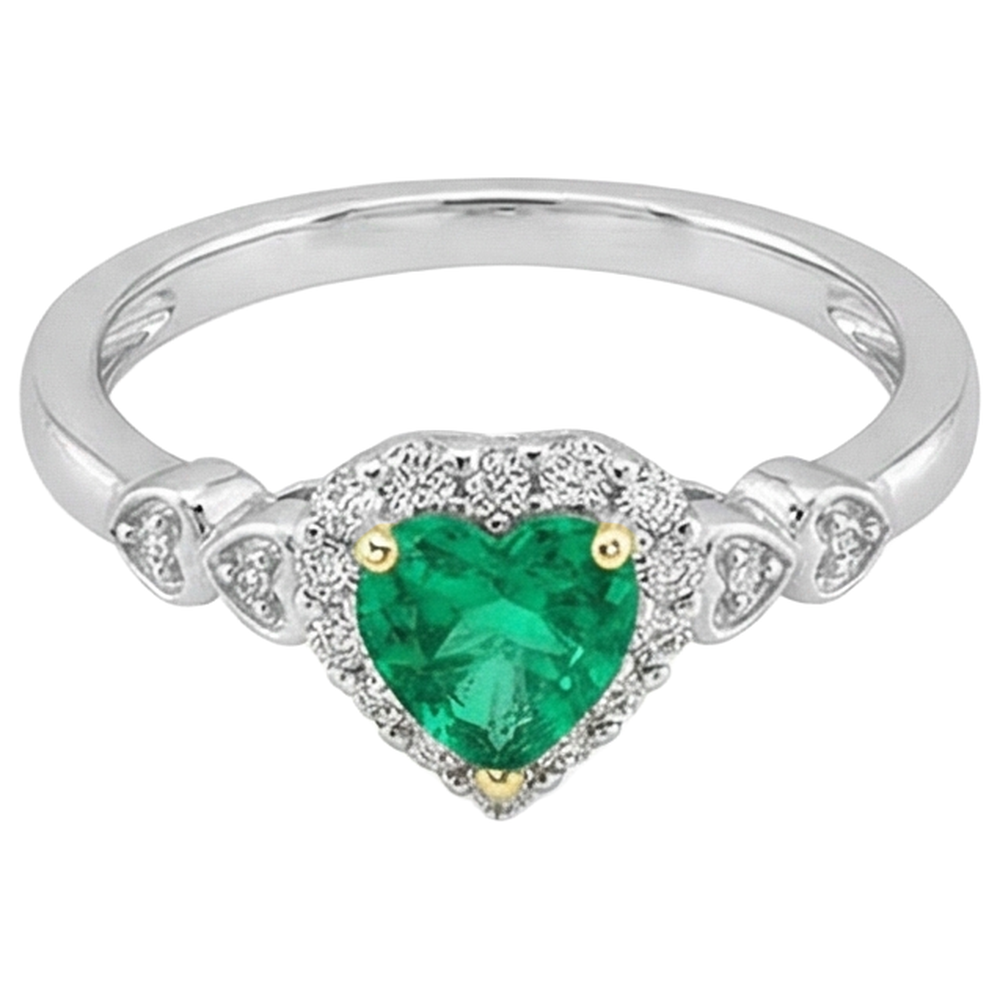 Anello con Gemma Oro Due Toni 14K con Smeraldo Colombiano – vista profilo