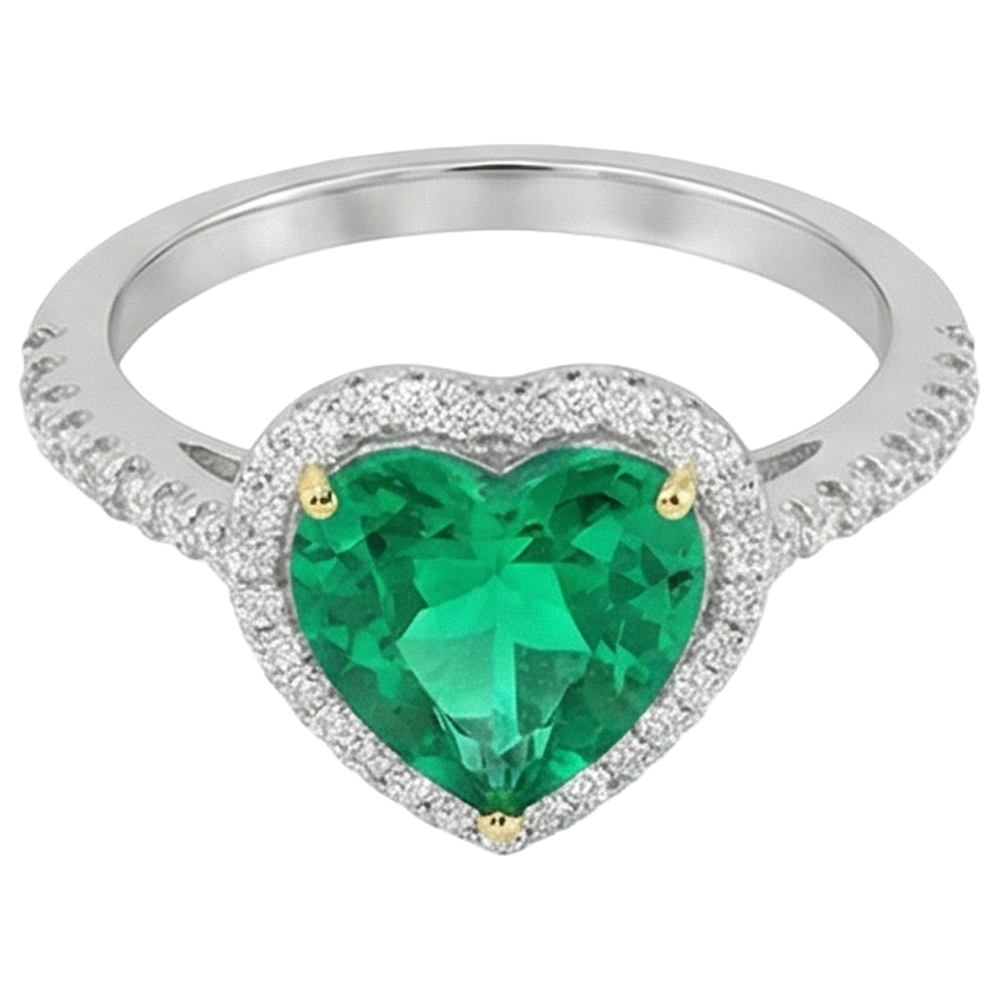 Anello con Gemma Oro Due Toni 14K con Smeraldo Colombiano – vista laterale