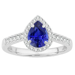 Anello con Gemma Oro Bianco 14K – Zaffiro Blu Reale Taglio a