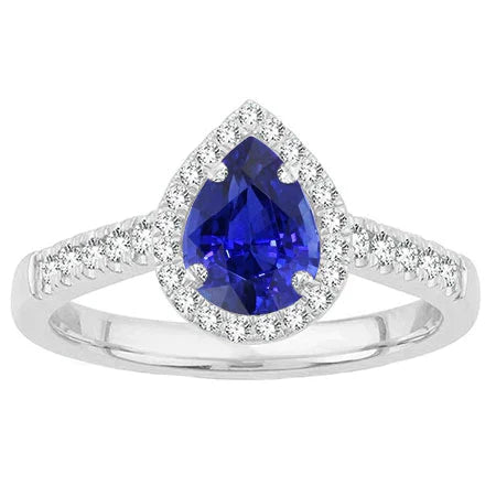 Zaffiro Blu Reale Anello con Gemma 1,50-carati Oro Bianco 14K – vista principale