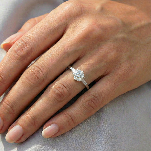 Diamante Anello di Fidanzamento 1-carati Oro Bianco 14K – vista dall'alto