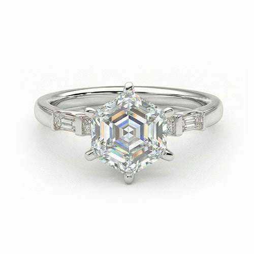 Diamante Princess Anello di Fidanzamento in Oro Bianco 14K – vista principale