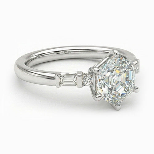Anello di Fidanzamento Oro Bianco 14K con Diamante – vista frontale