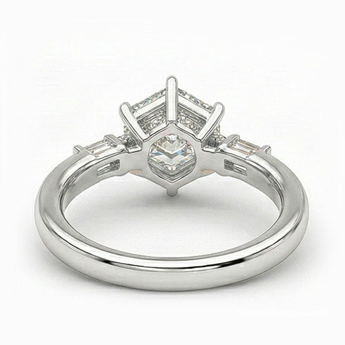 Princess Diamante anello in Oro Bianco 14K – vista profilo