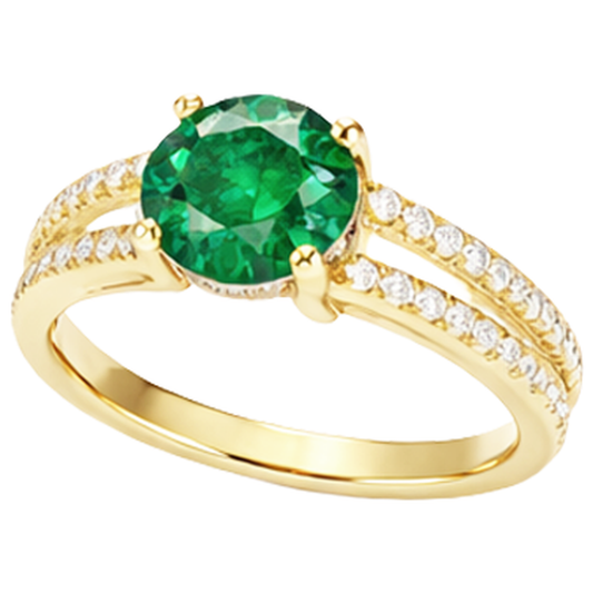 Hidden Halo matrimonio Anello con smeraldo 3 Ct diamanti verdi oro giallo 14k