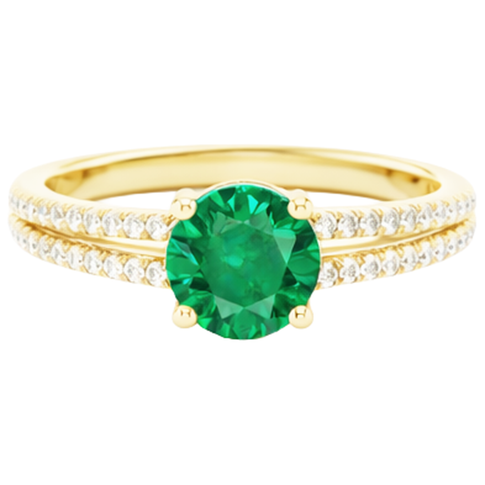 Hidden Halo matrimonio Anello con smeraldo 3 Ct diamanti verdi oro giallo 14k