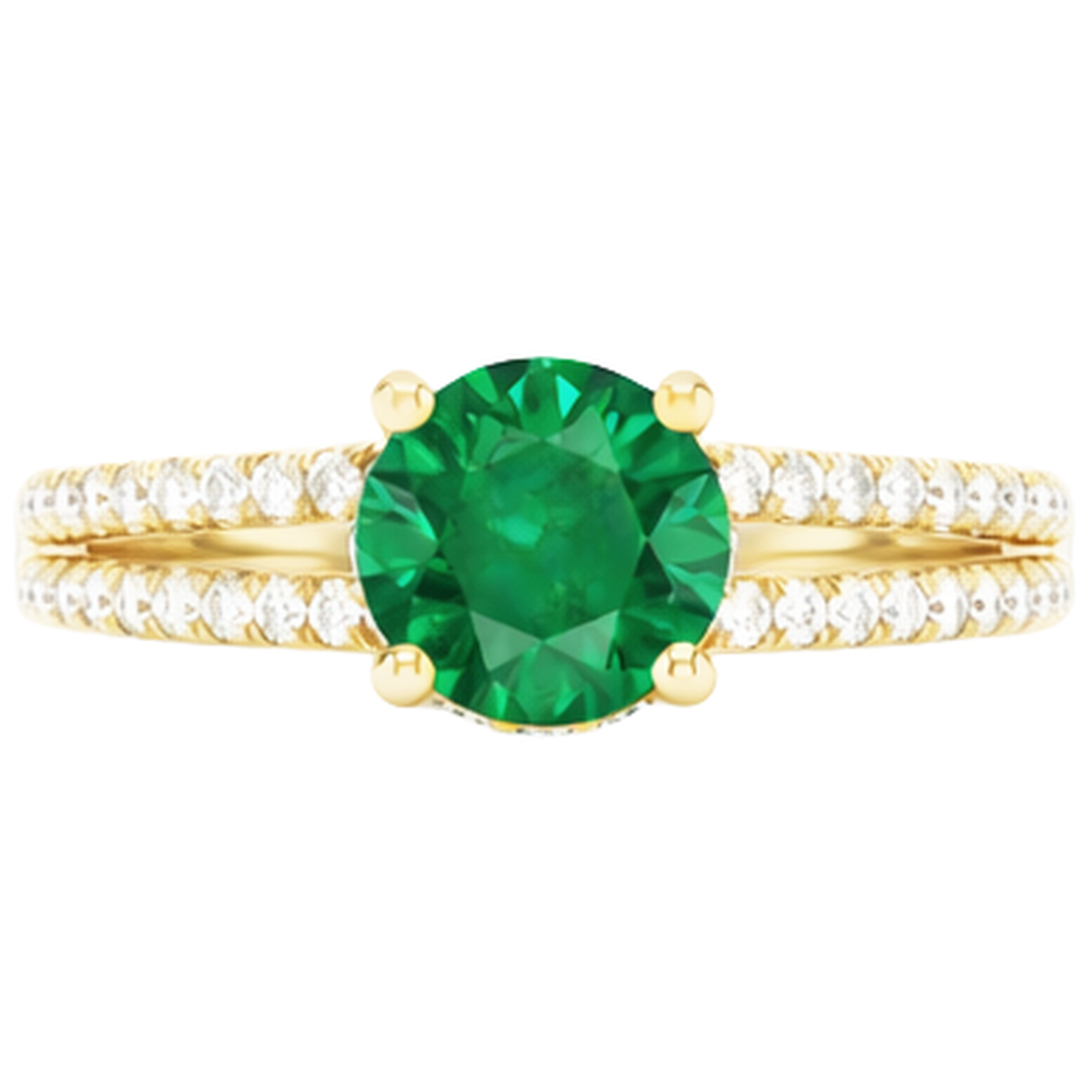 Hidden Halo matrimonio Anello con smeraldo 3 Ct diamanti verdi oro giallo 14k