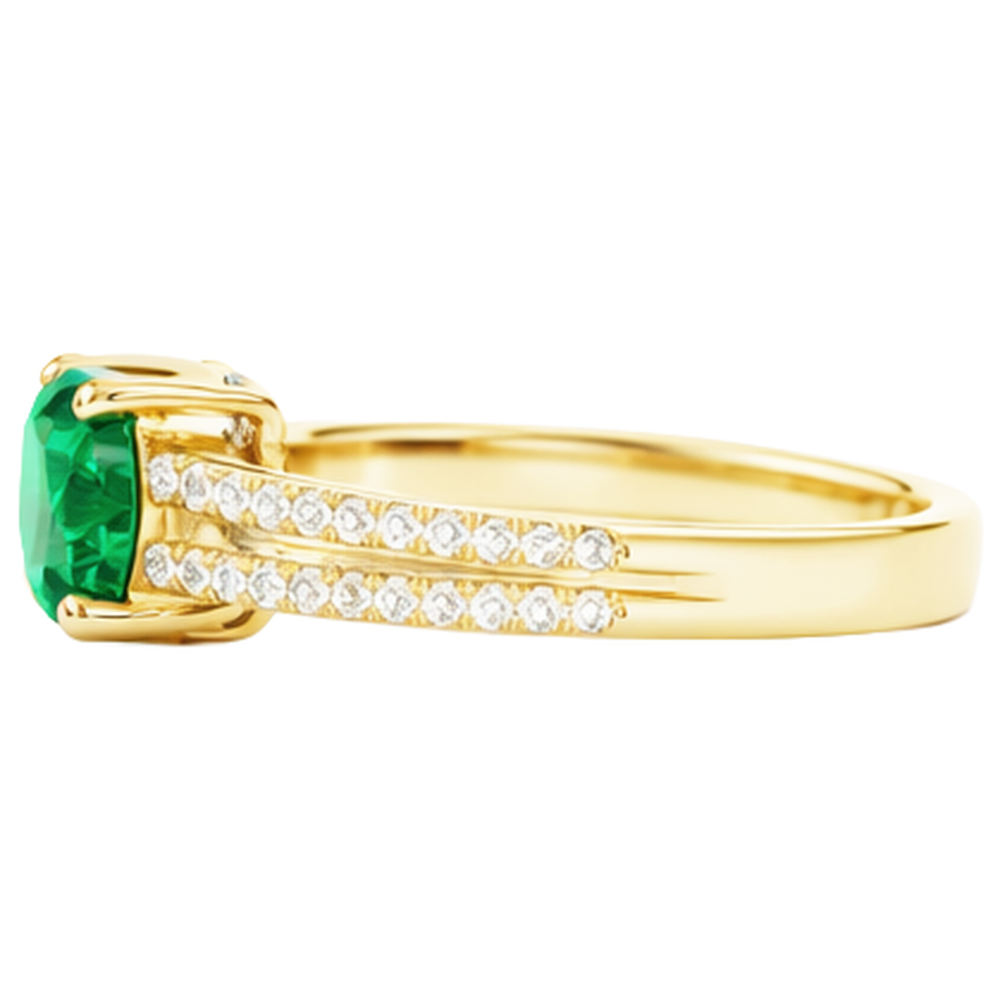 Hidden Halo matrimonio Anello con smeraldo 3 Ct diamanti verdi oro giallo 14k