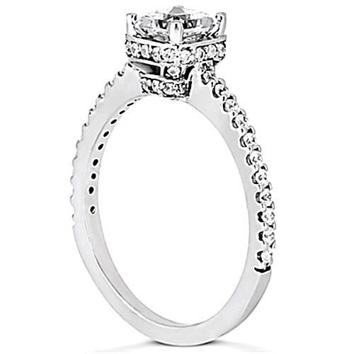 Hidden Halo Genuino Diamonds Anello Di Fidanzamento Con Accenti In Oro Da 1,85 Carati