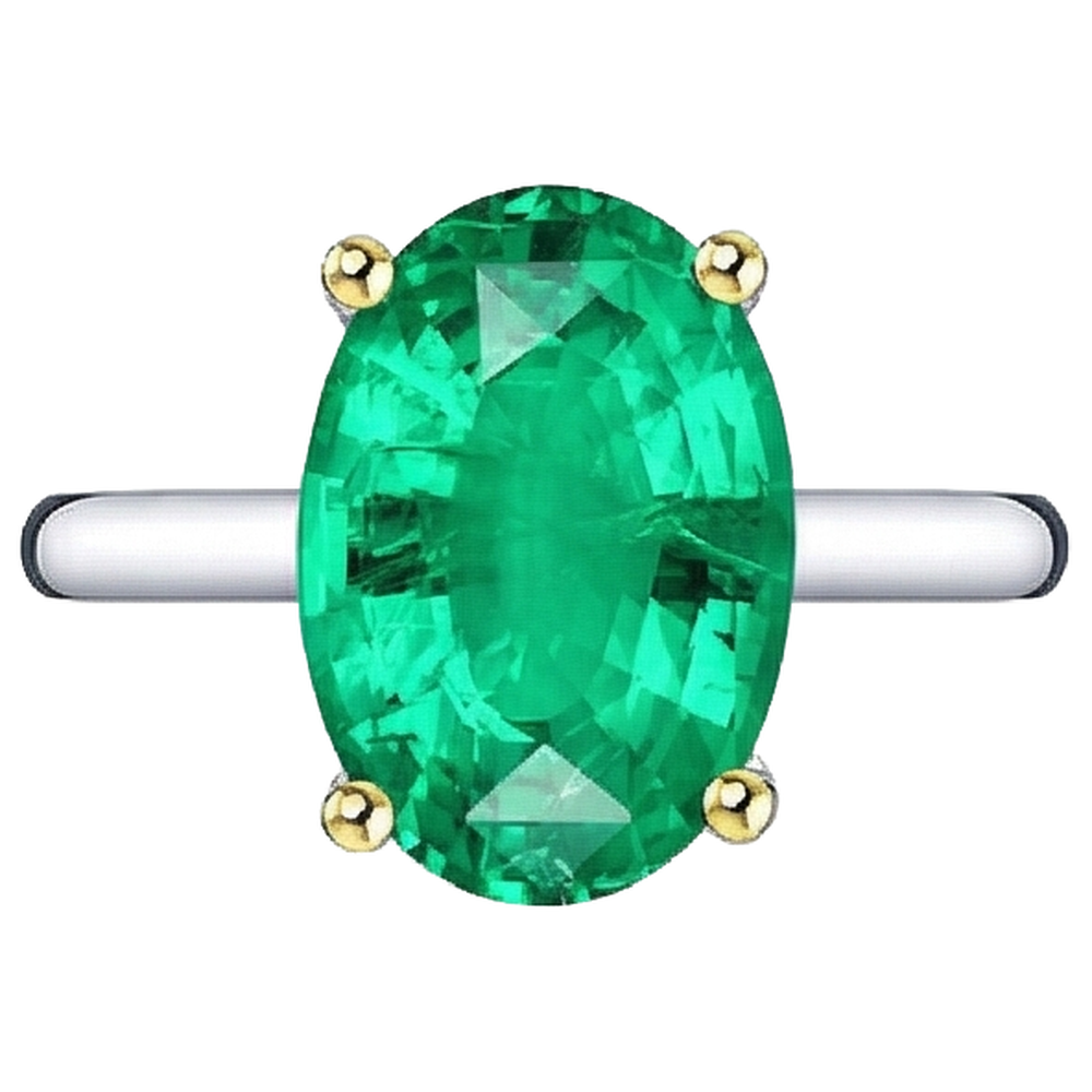 Anello con Gemma Oro Bicolore 14K con Smeraldo – vista angolare