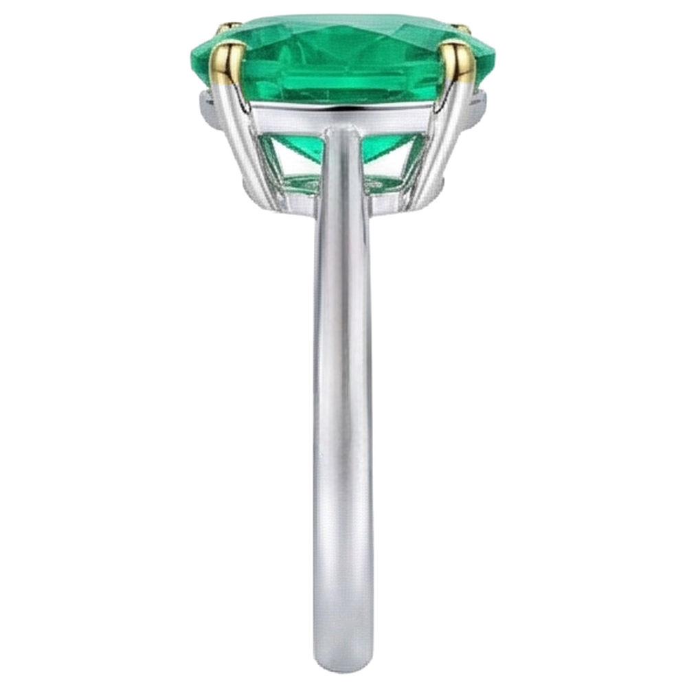 Smeraldo Anello con Gemma 5-carati Oro Bicolore 14K – vista profilo