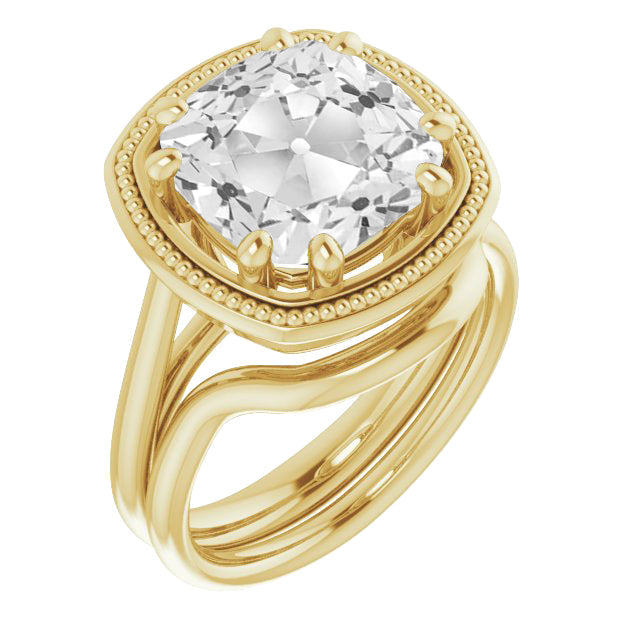 Brillante Cuscino Anello Nuziale in Oro Giallo 14K – vista principale