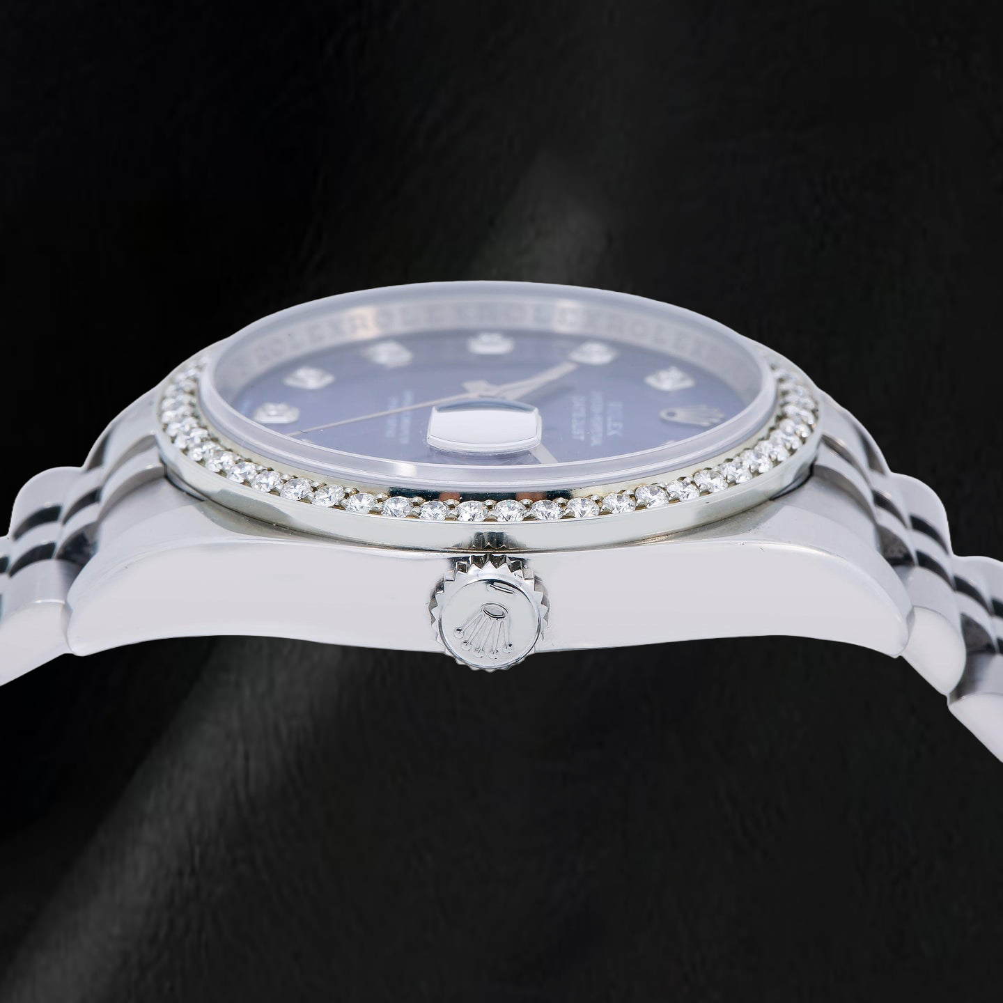 Rolex 16200 Datejust Orologio 36 mm in Acciaio Inossidabile con Quadrante Blu con Diamanti
