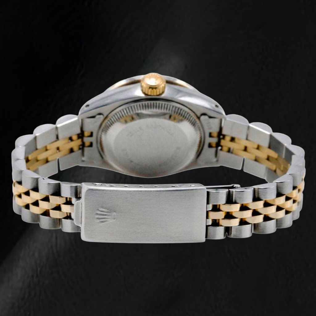 Rolex Datejust 69173 26 mm Orologio Bicolore Quadrante Grigio con Diamanti Lunetta Zigrinata