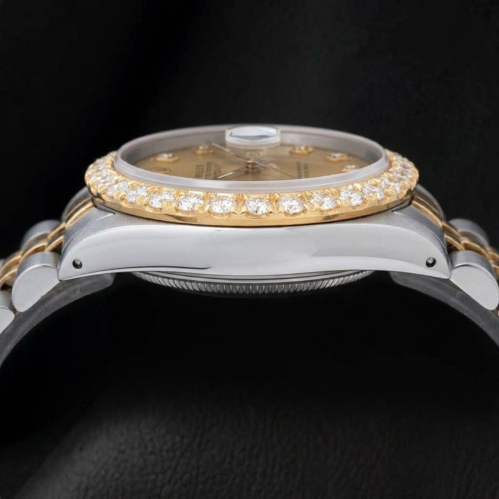 Rolex 6827 Datejust 31 mm Orologio Bicolore Quadrante con Diamanti Champagne