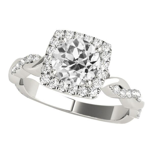 Il Giro Vecchio Minatore Halo Naturale Diamante Ring Gioielli Stile Intrecciato 4,25 Carati