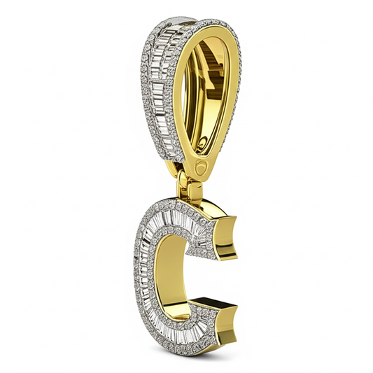 Brillante Taglio Rotondo Anello Maschile in 10K Two Tone Gold – vista frontale